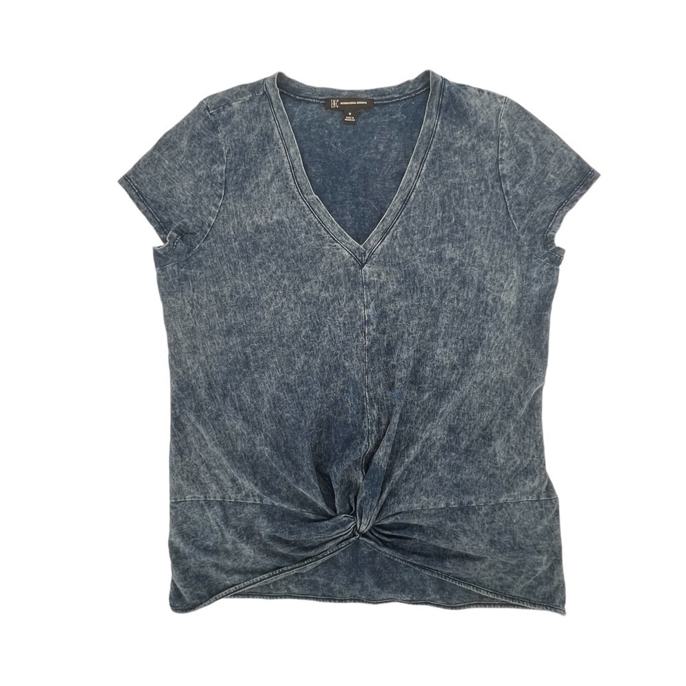 INC International Concepts Blue Short Sleeve V-Neck T-Shirt Size Med Women’s